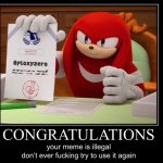 Knuckles makes your meme illegal template