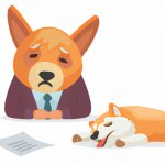 Cute Doge burned out, tired. HR Manager template