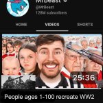 MrBeast thumbnail template | People ages 1-100 recreate WW2 | image tagged in mrbeast thumbnail template | made w/ Imgflip meme maker