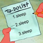 the usual routine | 1.sleep; 2.sleep; 3.sleep | image tagged in patrick to do list actually blank | made w/ Imgflip meme maker