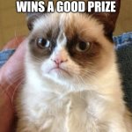 Grumpy Cat | WHEN YOUR ENEMY WINS A GOOD PRIZE | image tagged in memes,grumpy cat | made w/ Imgflip meme maker