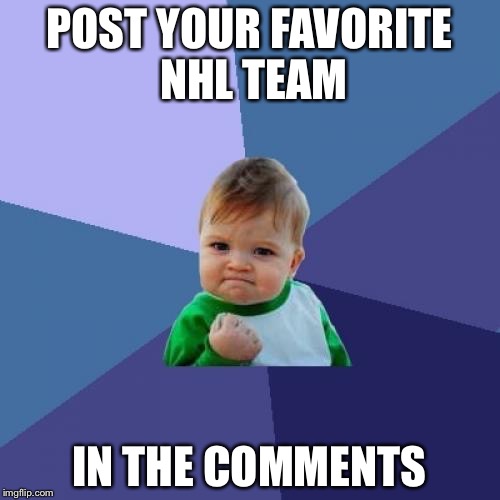 Mine is the Nashville Predators. GO PREDS!!!!!!! | POST YOUR FAVORITE NHL TEAM; IN THE COMMENTS | image tagged in memes,success kid,nhl | made w/ Imgflip meme maker