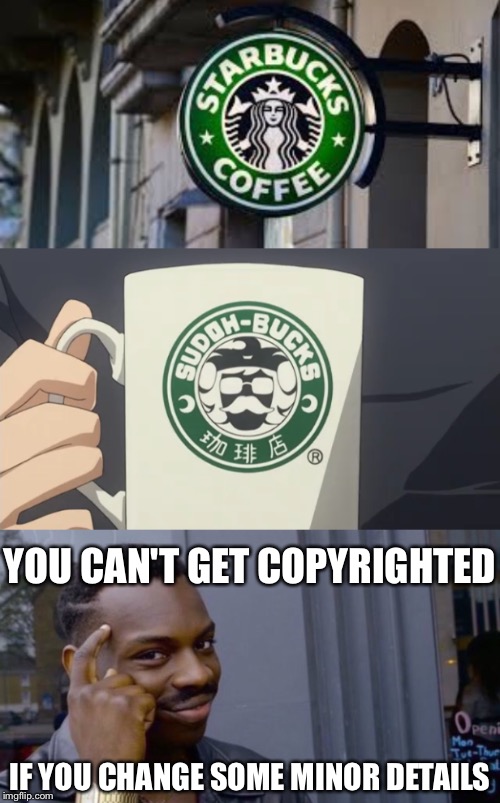 It's hilarious what you find in anime sometimes ;P | YOU CAN'T GET COPYRIGHTED; IF YOU CHANGE SOME MINOR DETAILS | image tagged in anime weekend,animeme,starbucks,copyright,can't blank if you don't blank,funny | made w/ Imgflip meme maker
