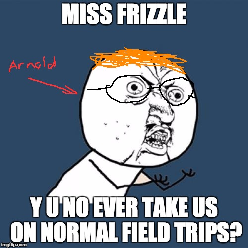 NO WAY! | MISS FRIZZLE; Y U NO EVER TAKE US ON NORMAL FIELD TRIPS? | image tagged in memes,y u no,the magic school bus,rage comics | made w/ Imgflip meme maker