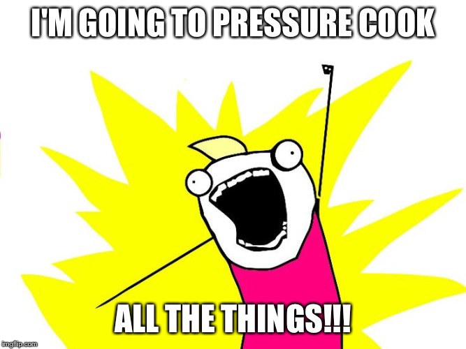 Do all the things | I'M GOING TO PRESSURE COOK; ALL THE THINGS!!! | image tagged in do all the things | made w/ Imgflip meme maker