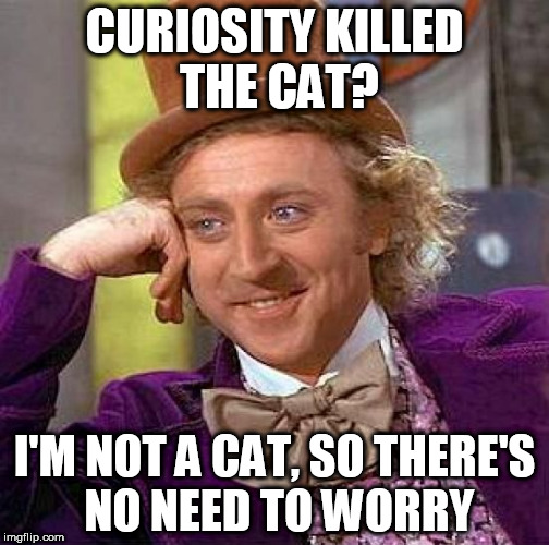 curiosity killed the cat | CURIOSITY KILLED THE CAT? I'M NOT A CAT, SO THERE'S NO NEED TO WORRY | image tagged in memes,comeback | made w/ Imgflip meme maker