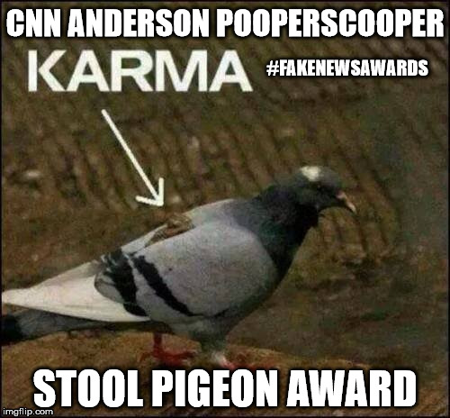 CNN Anderson PooperScooper - Stool Pigeon Award | CNN ANDERSON POOPERSCOOPER; #FAKENEWSAWARDS; STOOL PIGEON AWARD | image tagged in trump,anderson cooper,cnn fake news,haiti,shithole,academy awards | made w/ Imgflip meme maker