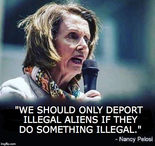 You gotta admire her logic | "WE SHOULD ONLY DEPORT ILLEGAL ALIENS IF THEY DO SOMETHING ILLEGAL." | image tagged in illegal immigration,deportation,criminals,border,nancy pelosi | made w/ Imgflip meme maker