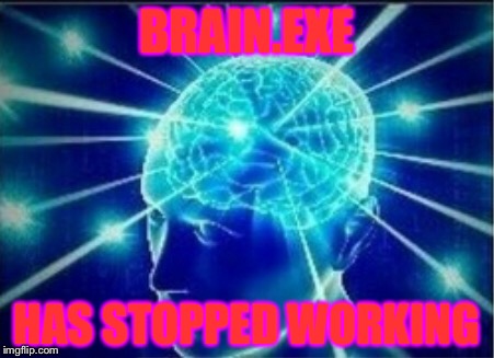 BRAIN.EXE; HAS STOPPED WORKING | image tagged in memes,dankmemes,dank memes,funny memes,funny | made w/ Imgflip meme maker