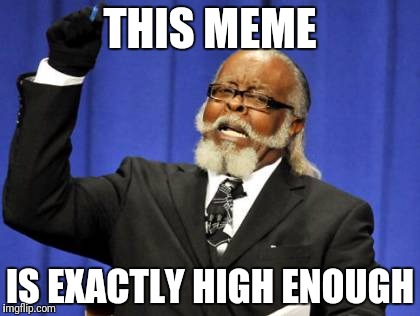 Too Damn High Meme | THIS MEME IS EXACTLY HIGH ENOUGH | image tagged in memes,too damn high | made w/ Imgflip meme maker
