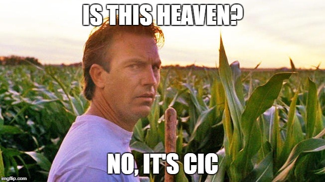 field of dreams | IS THIS HEAVEN? NO, IT'S CIC | image tagged in field of dreams | made w/ Imgflip meme maker