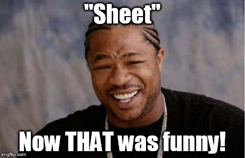 "Sheet" Now THAT was funny! | image tagged in memes,yo dawg heard you | made w/ Imgflip meme maker