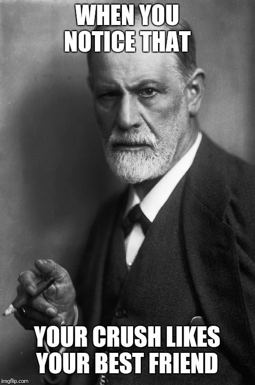 Sigmund Freud | WHEN YOU NOTICE THAT; YOUR CRUSH LIKES YOUR BEST FRIEND | image tagged in memes,sigmund freud | made w/ Imgflip meme maker