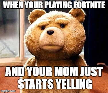 TED | WHEN YOUR PLAYING FORTNITE; AND YOUR MOM JUST STARTS YELLING | image tagged in memes,ted | made w/ Imgflip meme maker