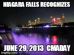NIAGARA FALLS RECOGNIZES
 JUNE 29, 2013
 CMADAY | image tagged in niagara falls purple and red | made w/ Imgflip meme maker
