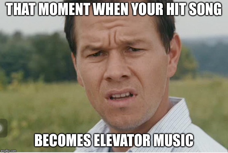 THAT MOMENT WHEN YOUR HIT SONG; BECOMES ELEVATOR MUSIC | image tagged in confusion | made w/ Imgflip meme maker