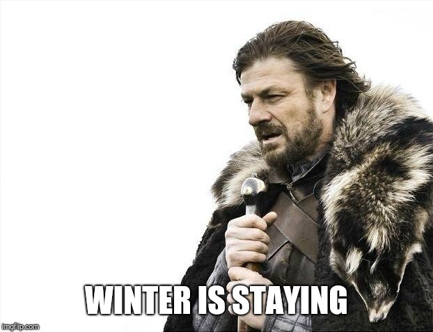 Brace Yourselves X is Coming | WINTER IS STAYING | image tagged in memes,brace yourselves x is coming | made w/ Imgflip meme maker