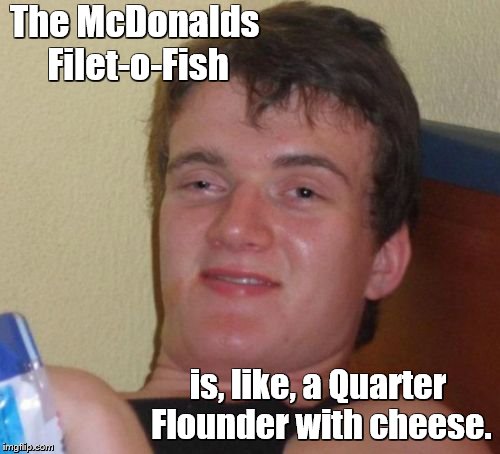10 Guy | The McDonalds Filet-o-Fish; is, like, a Quarter Flounder with cheese. | image tagged in memes,10 guy,bad puns,mcdonalds | made w/ Imgflip meme maker