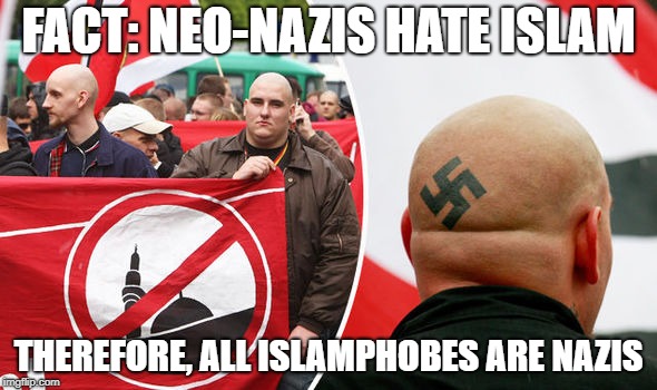 ALL Islamophobes Are Nazis | FACT: NEO-NAZIS HATE ISLAM; THEREFORE, ALL ISLAMPHOBES ARE NAZIS | image tagged in nazi,nazis,anti-islamophobia | made w/ Imgflip meme maker