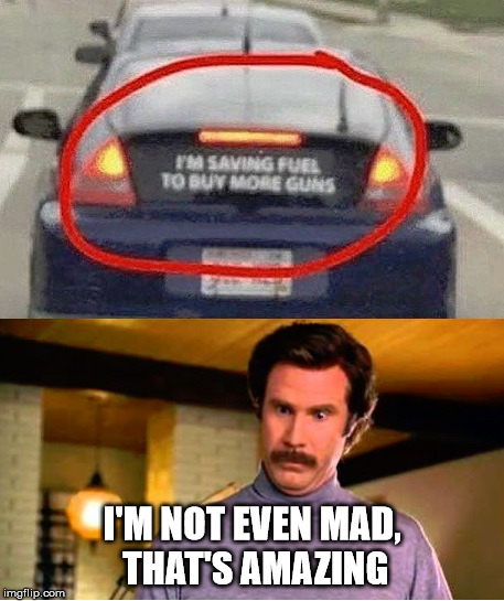 Not Mad | I'M NOT EVEN MAD, THAT'S AMAZING | image tagged in guns,ron burgundy | made w/ Imgflip meme maker