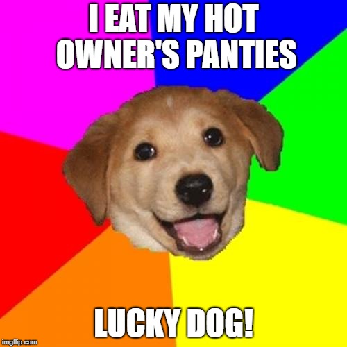 Advice Dog | I EAT MY HOT OWNER'S PANTIES; LUCKY DOG! | image tagged in memes,advice dog | made w/ Imgflip meme maker