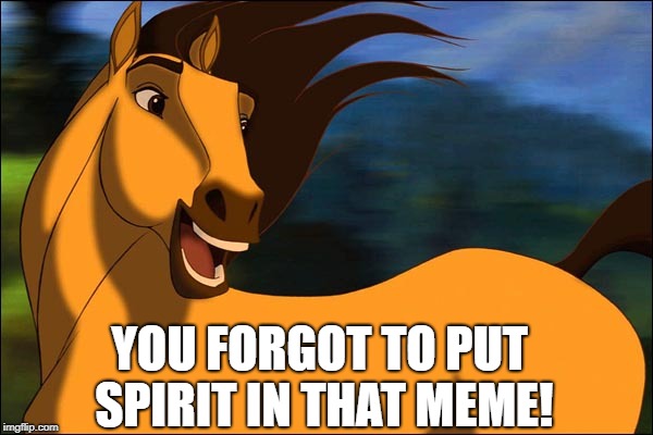 Spirit | YOU FORGOT TO PUT SPIRIT IN THAT MEME! | image tagged in spirit | made w/ Imgflip meme maker