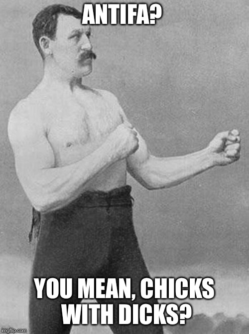 boxer | ANTIFA? YOU MEAN, CHICKS WITH DICKS? | image tagged in boxer | made w/ Imgflip meme maker