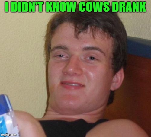 10 Guy Meme | I DIDN'T KNOW COWS DRANK | image tagged in memes,10 guy | made w/ Imgflip meme maker