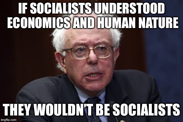 Bernie Sanders | IF SOCIALISTS UNDERSTOOD ECONOMICS AND HUMAN NATURE; THEY WOULDN’T BE SOCIALISTS | image tagged in bernie sanders | made w/ Imgflip meme maker