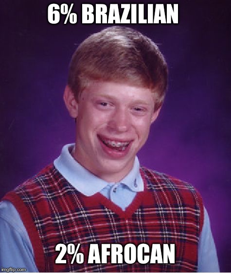 Bad Luck Brian Meme | 6% BRAZILIAN 2% AFRICAN | image tagged in memes,bad luck brian | made w/ Imgflip meme maker