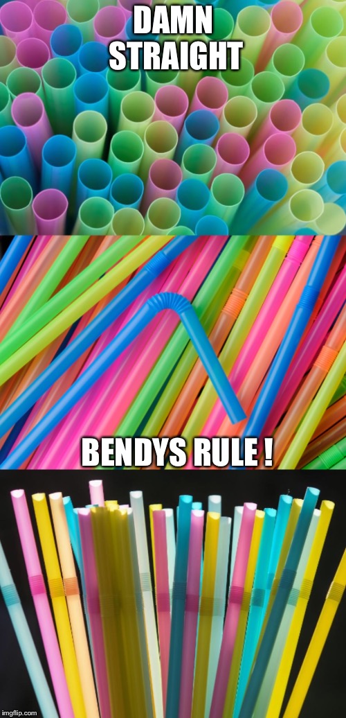 DAMN STRAIGHT BENDYS RULE ! | image tagged in bad pun straws | made w/ Imgflip meme maker