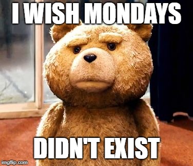TED | I WISH MONDAYS; DIDN'T EXIST | image tagged in memes,ted | made w/ Imgflip meme maker