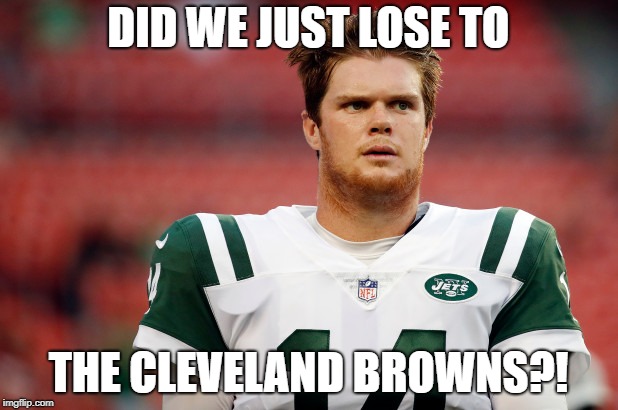 Confused Darnold | DID WE JUST LOSE TO; THE CLEVELAND BROWNS?! | image tagged in nfl memes,nfl,nfl meme,nfl football,memes,confused | made w/ Imgflip meme maker