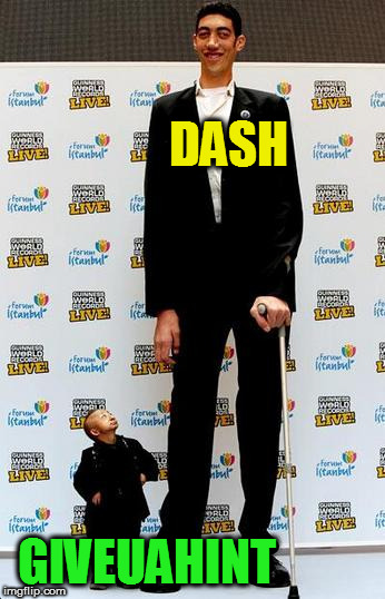 the tallest and shortest man in the world | DASH GIVEUAHINT | image tagged in the tallest and shortest man in the world | made w/ Imgflip meme maker