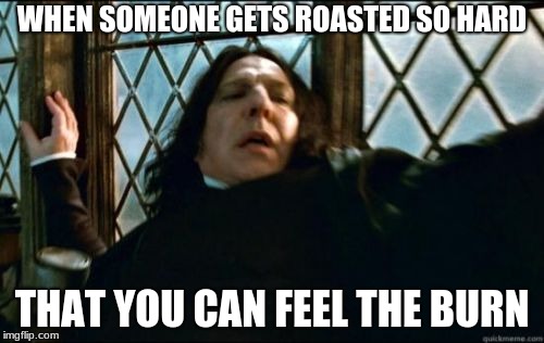 Snape | WHEN SOMEONE GETS ROASTED SO HARD; THAT YOU CAN FEEL THE BURN | image tagged in memes,snape,funny,new memes,fresh memes | made w/ Imgflip meme maker
