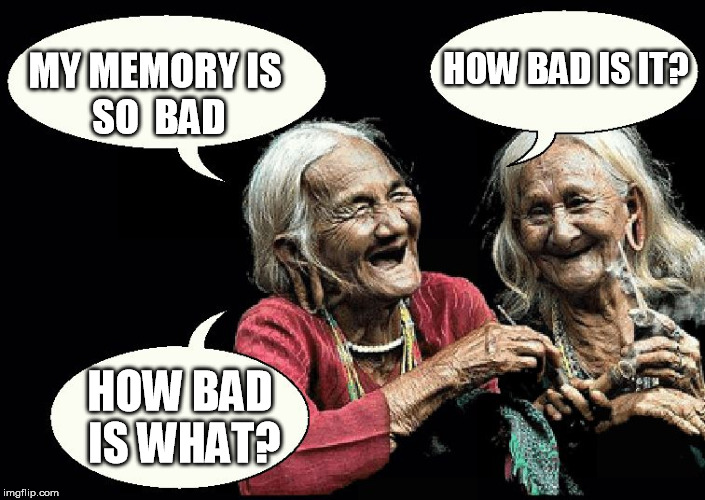 How Bad Is What? | HOW BAD IS IT? MY MEMORY
IS SO 
BAD; HOW BAD IS WHAT? | image tagged in old ladies,funny,memes,bad pun dog,bad luck brian,grandma finds the internet | made w/ Imgflip meme maker