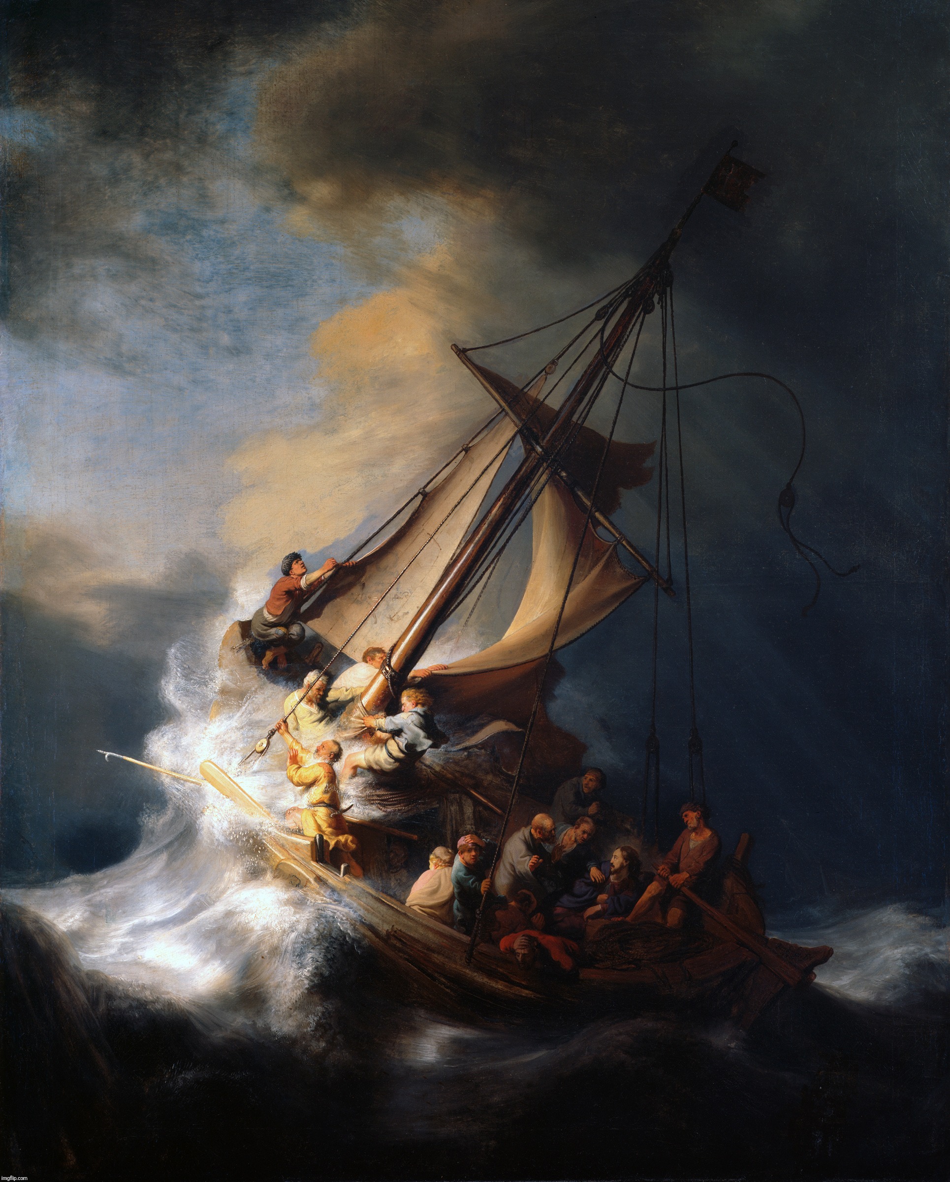 The Storm on the Sea of Galilee | image tagged in rembrandt,isabella stewart gardiner | made w/ Imgflip meme maker