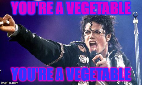 micheal jackson angry  | YOU'RE A VEGETABLE YOU'RE A VEGETABLE | image tagged in micheal jackson angry | made w/ Imgflip meme maker