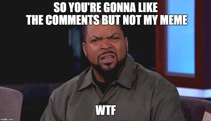 Really? Ice Cube | SO YOU'RE GONNA LIKE THE COMMENTS BUT NOT MY MEME; WTF | image tagged in really ice cube | made w/ Imgflip meme maker