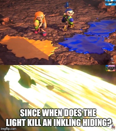 Inklings | SINCE WHEN DOES THE LIGHT KILL AN INKLING HIDING? | image tagged in inklings,splatoon,logic,super smash bros,memes | made w/ Imgflip meme maker