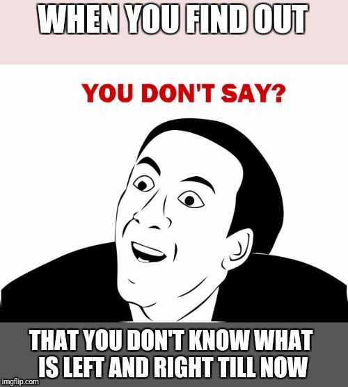 You Don't Say | WHEN YOU FIND OUT; THAT YOU DON'T KNOW WHAT IS LEFT AND RIGHT TILL NOW | image tagged in memes,you don't say | made w/ Imgflip meme maker