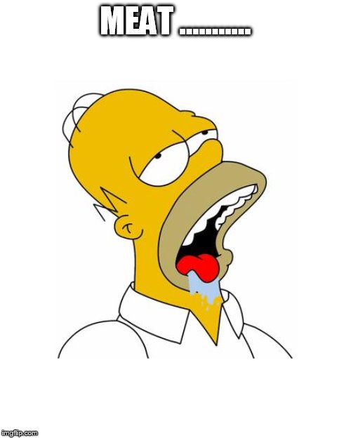 MEAT ........... | image tagged in homer simpson drooling | made w/ Imgflip meme maker