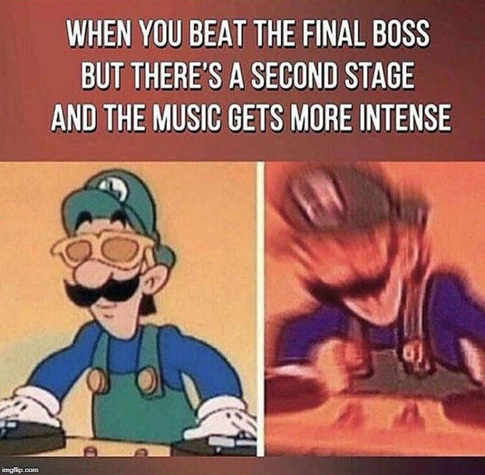 The Second Stage's Music | . | image tagged in second stage,final boss,music,gaming,motion blur,luigi | made w/ Imgflip meme maker
