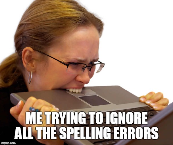 Frustrated | ME TRYING TO IGNORE ALL THE SPELLING ERRORS | image tagged in frustrated | made w/ Imgflip meme maker