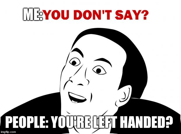 KILL ME  | ME:; PEOPLE: YOU'RE LEFT HANDED? | image tagged in memes,you don't say | made w/ Imgflip meme maker