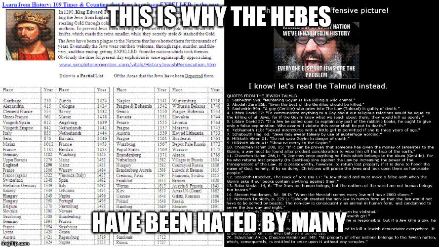 THIS IS WHY THE HEBES HAVE BEEN HATED BY MANY | image tagged in timeline of jew expulsions | made w/ Imgflip meme maker