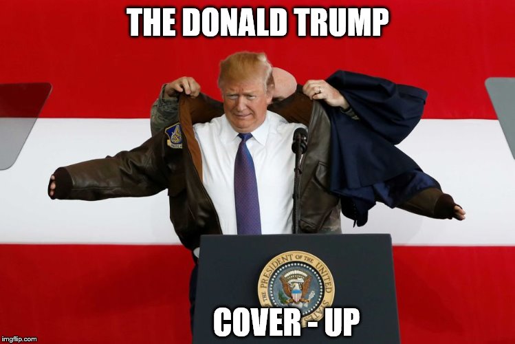 THE DONALD TRUMP COVER - UP | image tagged in donald trump bomber jacket | made w/ Imgflip meme maker