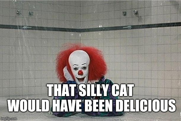 It Clown | THAT SILLY CAT WOULD HAVE BEEN DELICIOUS | image tagged in it clown | made w/ Imgflip meme maker