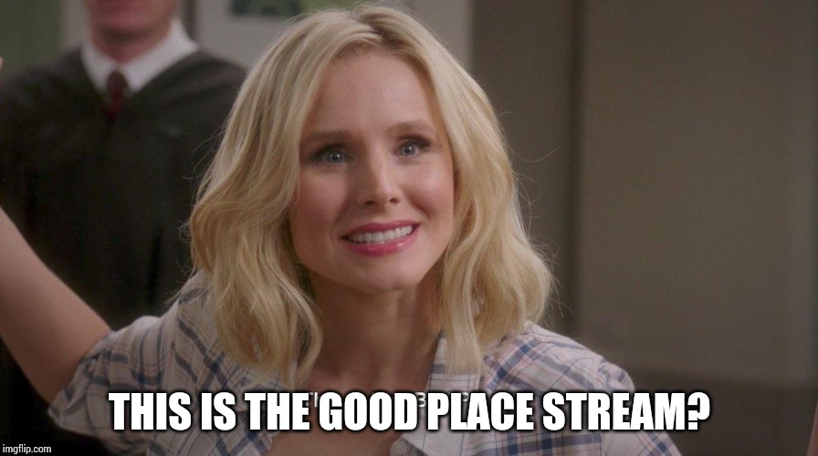Welcome...I guess...I guess I'm Michael in this then... | THIS IS THE GOOD PLACE STREAM? | image tagged in the good place | made w/ Imgflip meme maker