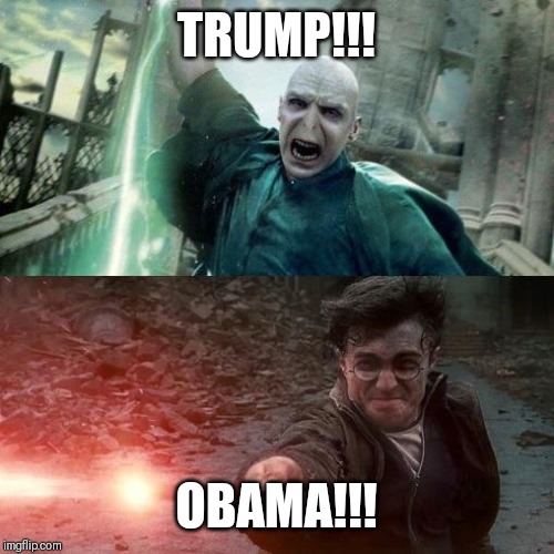 Harry Potter meme | TRUMP!!! OBAMA!!! | image tagged in harry potter meme | made w/ Imgflip meme maker